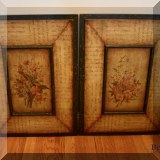 A12. Pair of wooden framed floral decor .20&rdquo;h x 28&rdquo;w 